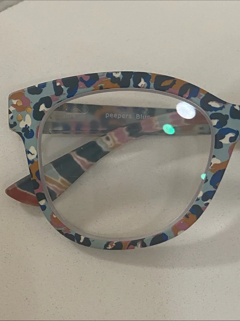 Peppers blue light glass +2.50 Blue Multi Leopard Print Eyewear Frames
